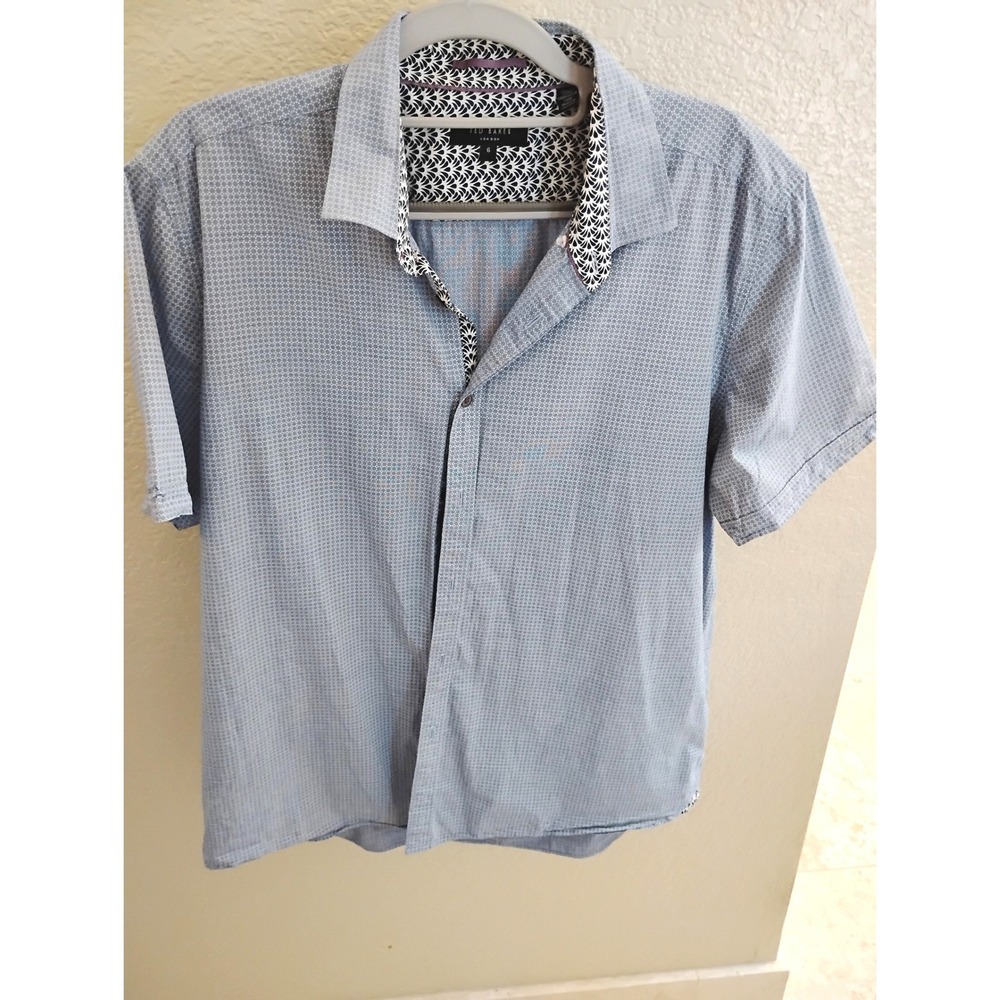 ▪️TED BAKER London XL geometric short sleeve button up shirt Preppy Minimalist